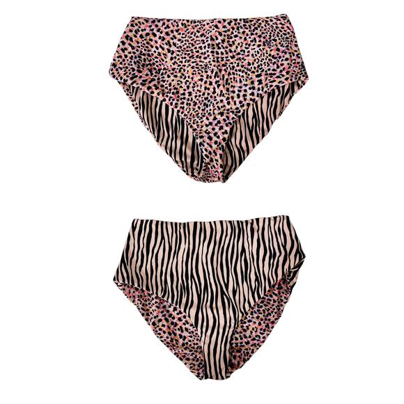 Free People Sanctuary Reversible High Waist Full Coverage Animal Print Bottoms M - Picture 2 of 10